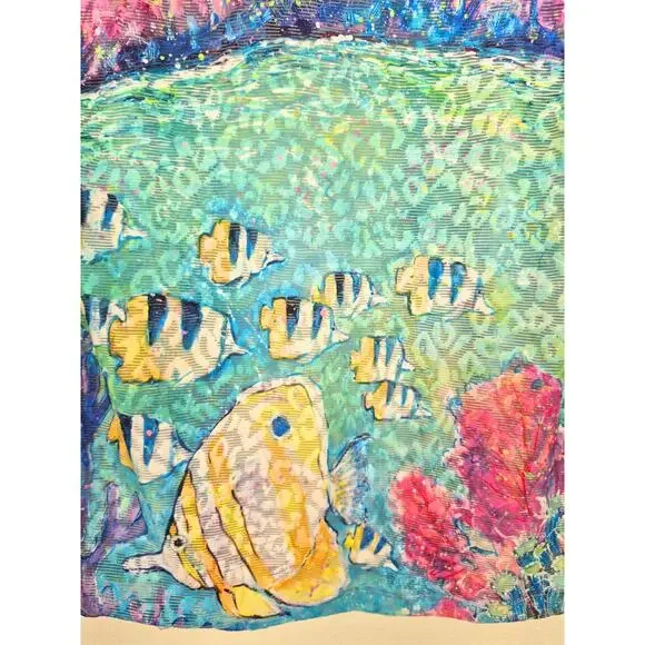 Leoma Lovegrove Sz S Open Front Cardigan Jacket Colorful Tropical Light Weight - Picture 6 of 9